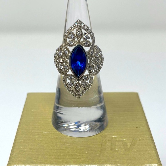 JTV Lab Created Blue Sapphire Ring Size 6 - Picture 1 of 3